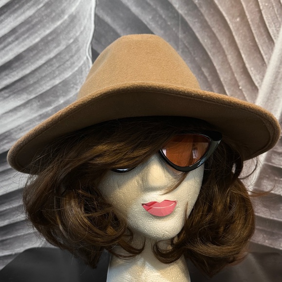 Guess Felt Hat Women’s Camel Tan Wide Brim Fedora Panama Braided Band - Picture 10 of 15